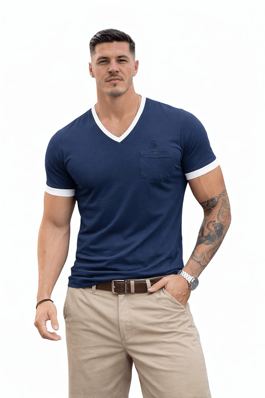 Giopae - V - Neck T-Shirt for Men - Sarman Fashion - Wholesale Clothing Fashion Brand for Men from Canada