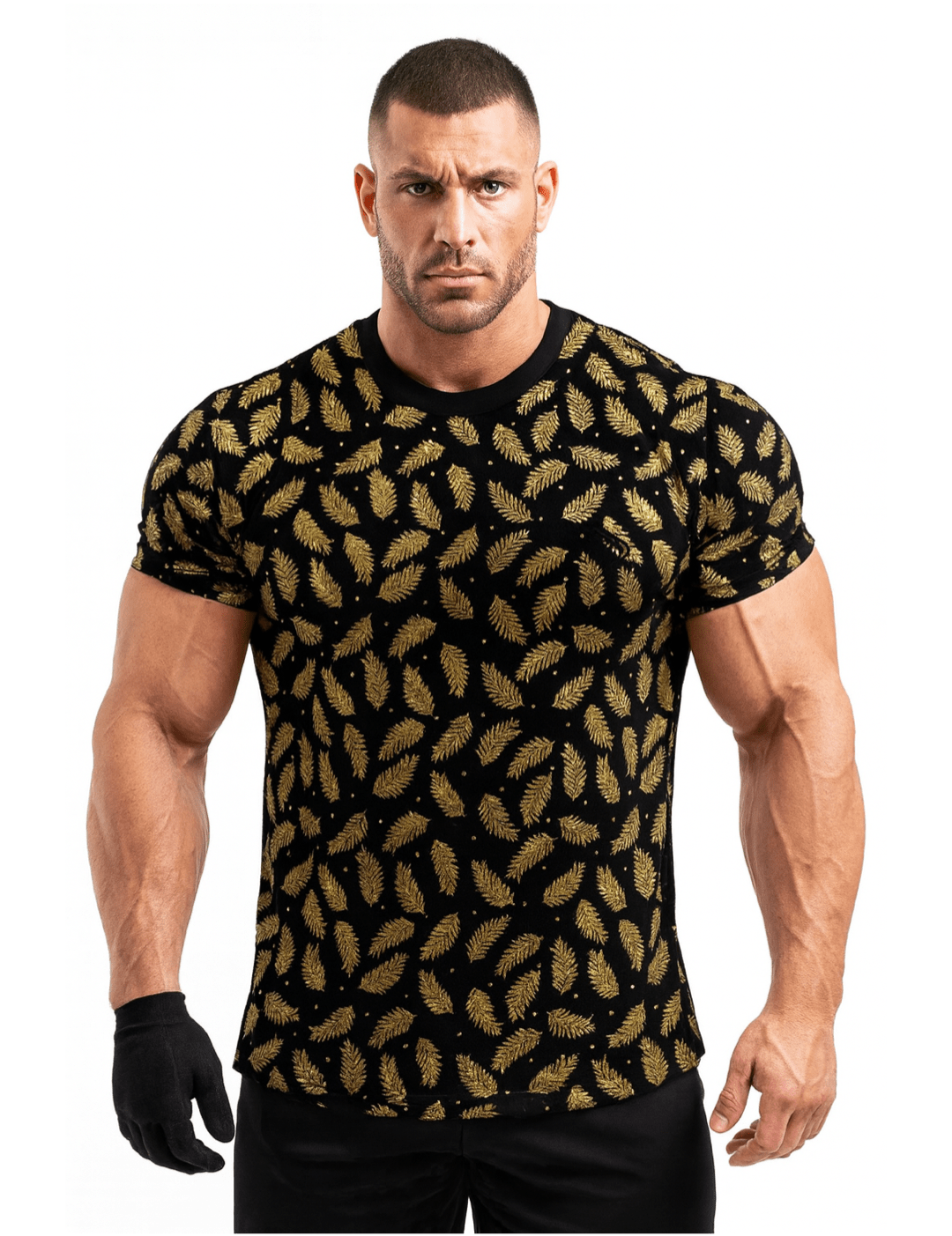 Golden Leaves Boy - Black Short Sleeves T-Shirt for Men - Sarman Fashion - Wholesale Clothing Fashion Brand for Men from Canada