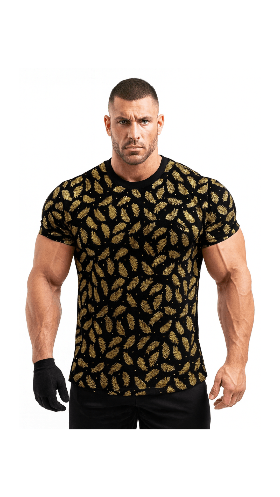 Golden Leaves Boy - Black Short Sleeves T-Shirt for Men - Sarman Fashion - Wholesale Clothing Fashion Brand for Men from Canada