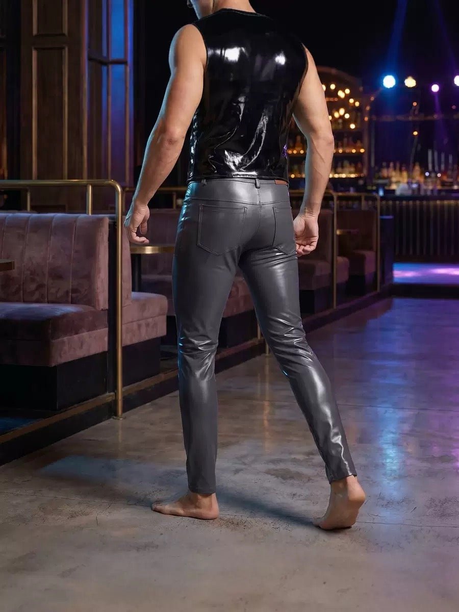 Habaha 4 - Black Pu-Leather Pant’s for Men - Sarman Fashion - Wholesale Clothing Fashion Brand for Men from Canada