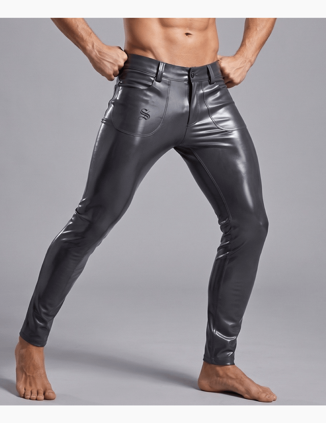 Habaha 4 - Black Pu-Leather Pant’s for Men - Sarman Fashion - Wholesale Clothing Fashion Brand for Men from Canada
