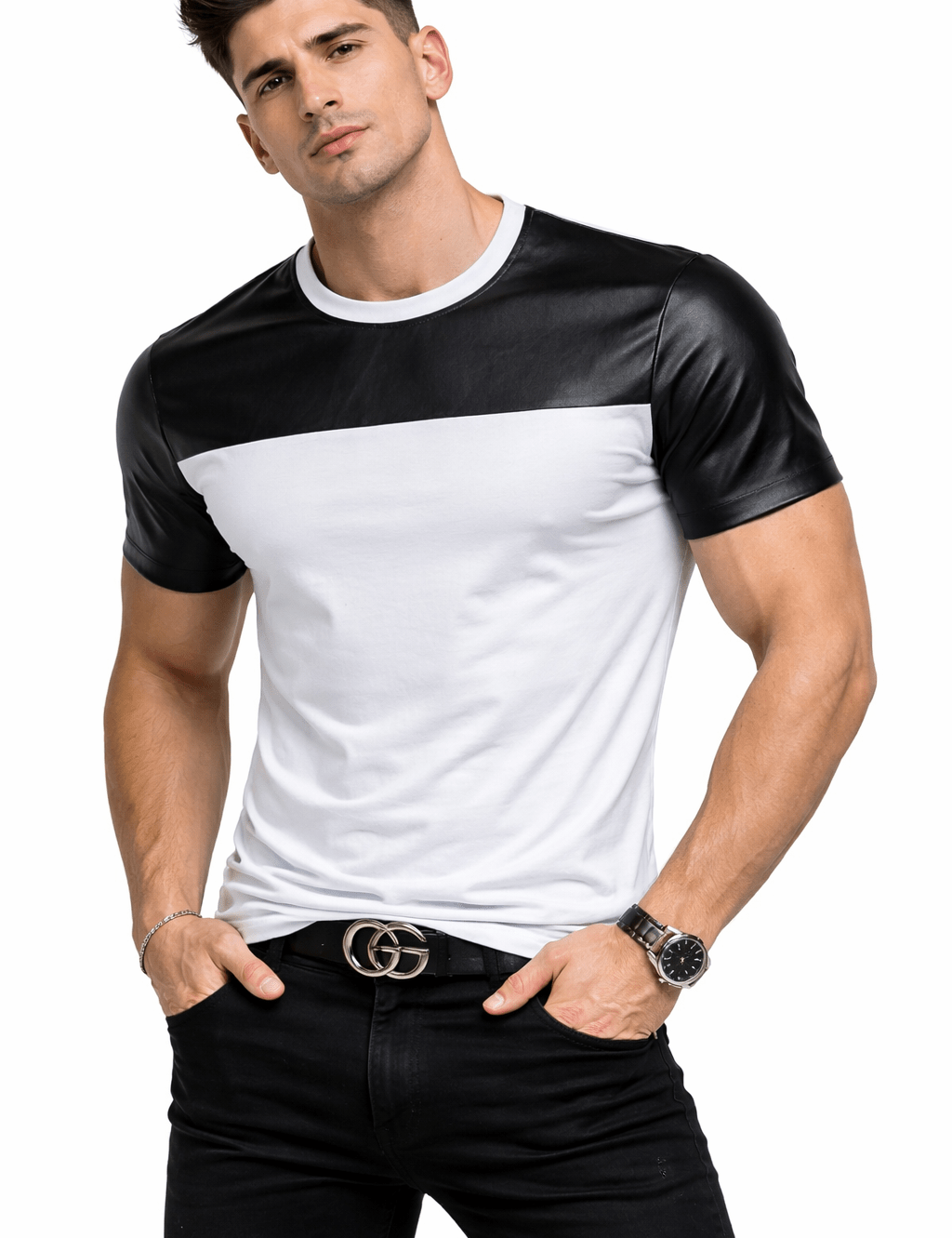 Half and Half - T-shirt for Men - Sarman Fashion - Wholesale Clothing Fashion Brand for Men from Canada