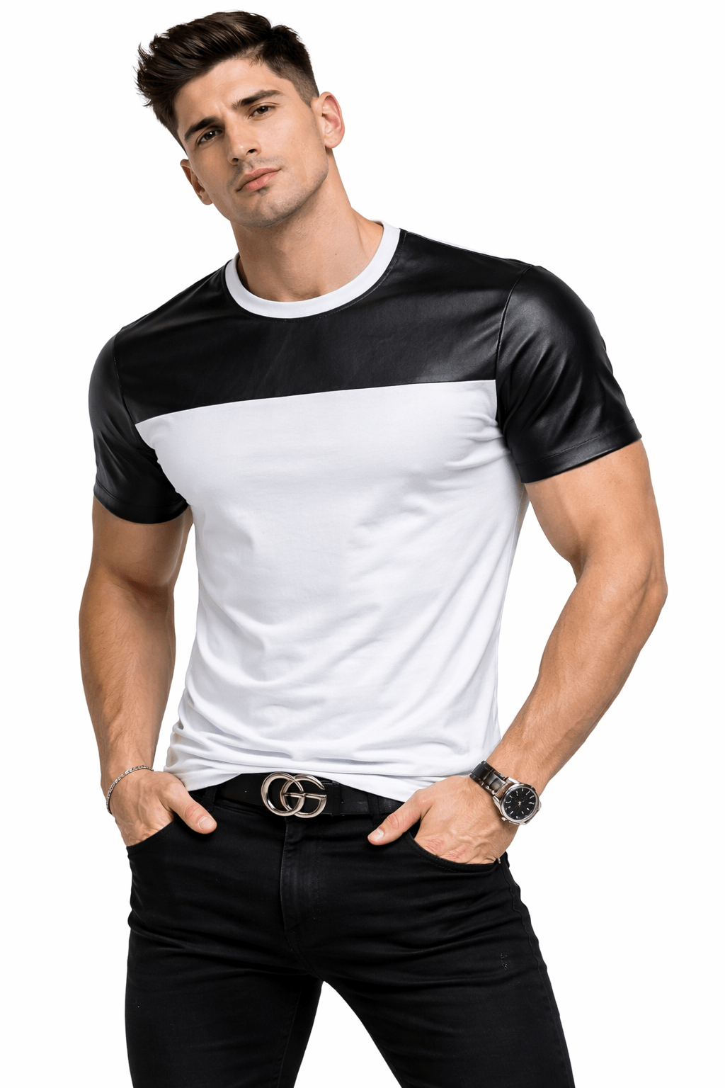 Half and Half - T-shirt for Men - Sarman Fashion - Wholesale Clothing Fashion Brand for Men from Canada