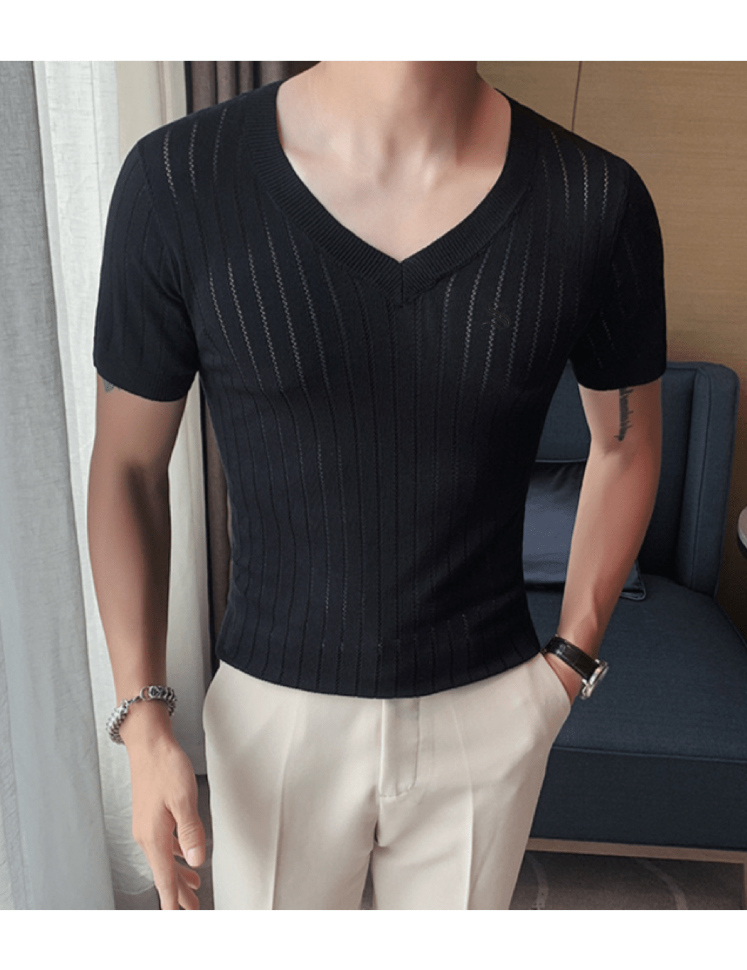 HV 2 - V - Neck T-Shirt for Men - Sarman Fashion - Wholesale Clothing Fashion Brand for Men from Canada