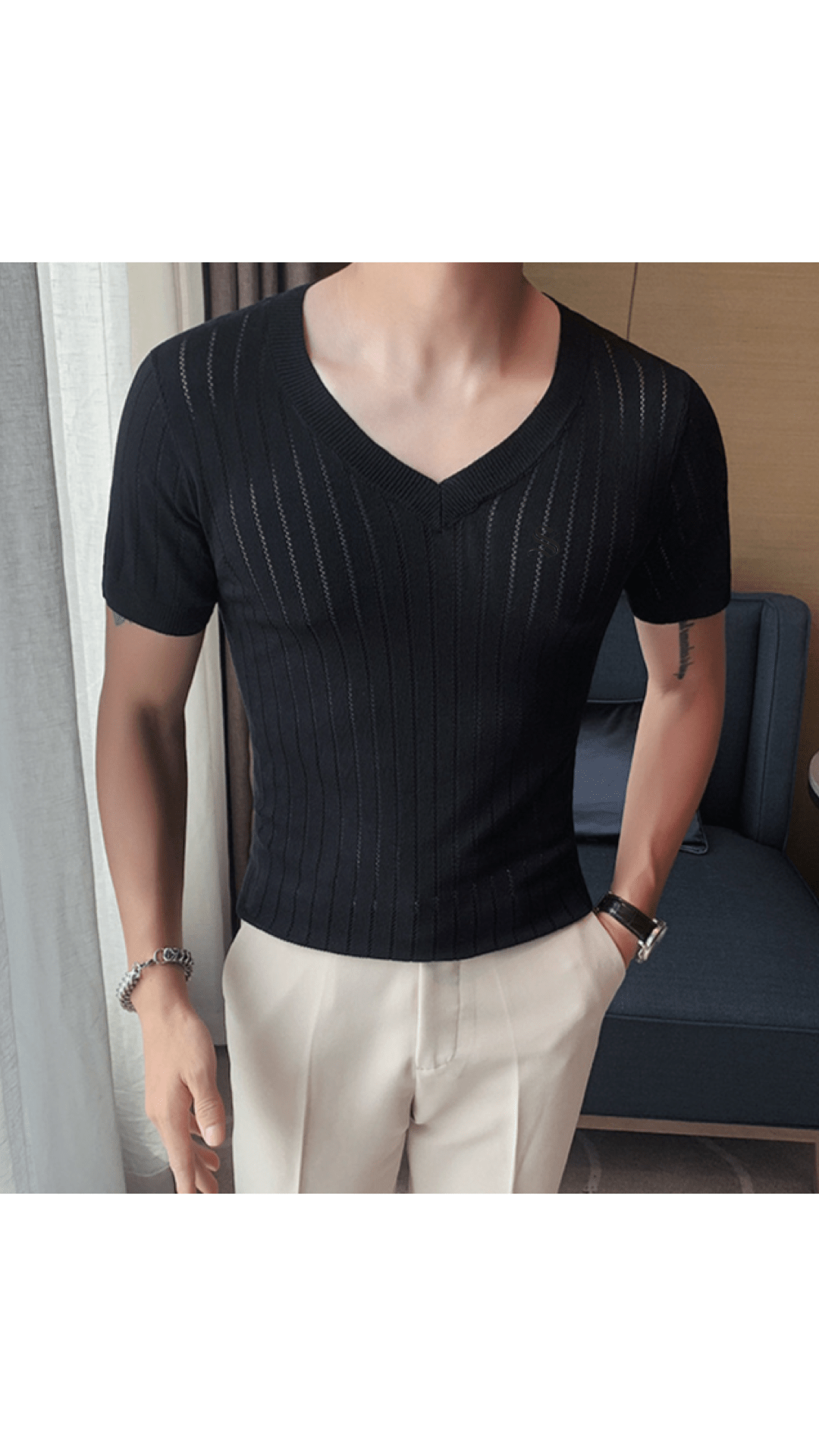HV 2 - V - Neck T-Shirt for Men - Sarman Fashion - Wholesale Clothing Fashion Brand for Men from Canada