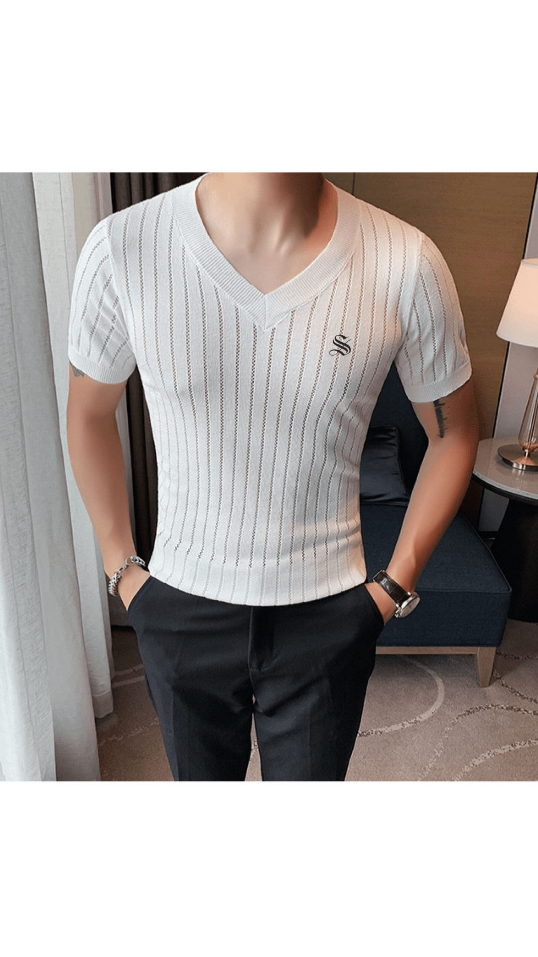 HV 2 - V - Neck T-Shirt for Men - Sarman Fashion - Wholesale Clothing Fashion Brand for Men from Canada