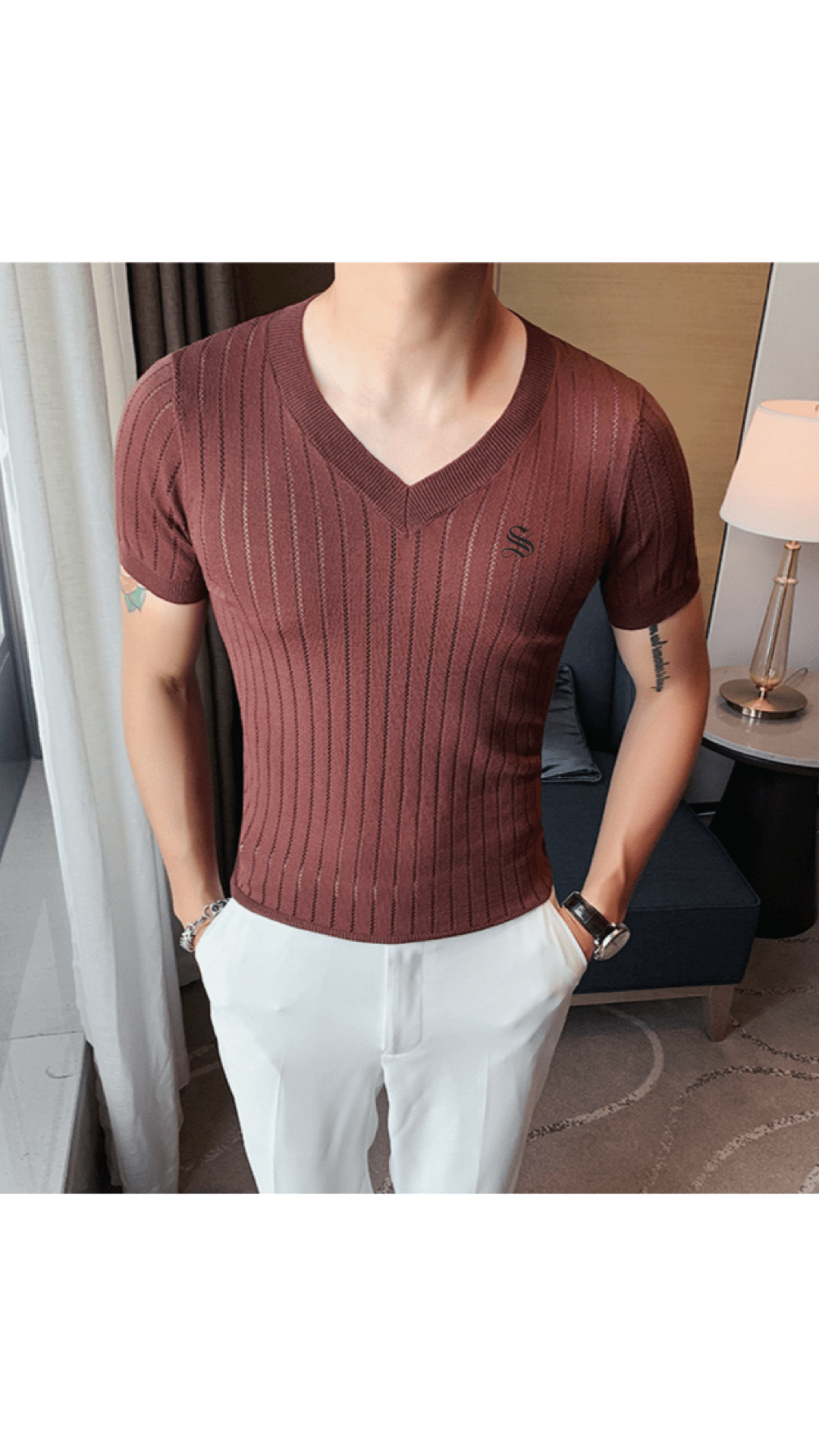 HV 2 - V - Neck T-Shirt for Men - Sarman Fashion - Wholesale Clothing Fashion Brand for Men from Canada
