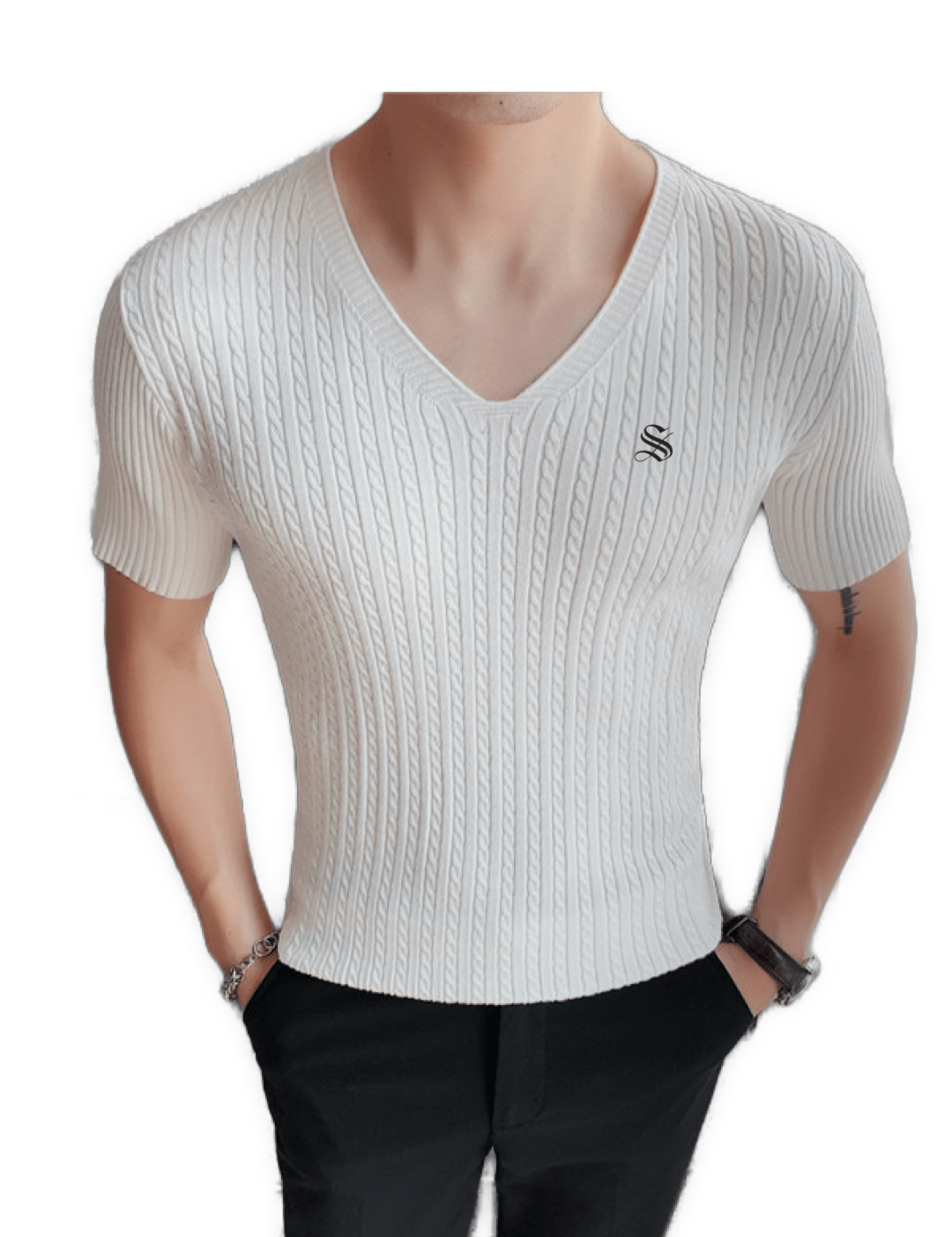 HV 3 - V - Neck T-Shirt for Men - Sarman Fashion - Wholesale Clothing Fashion Brand for Men from Canada