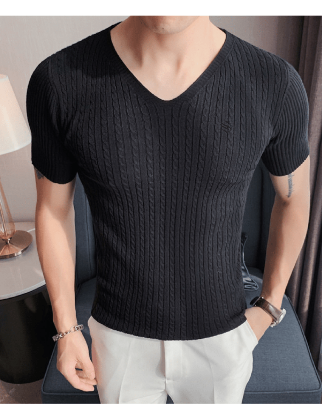 HV 3 - V - Neck T-Shirt for Men - Sarman Fashion - Wholesale Clothing Fashion Brand for Men from Canada