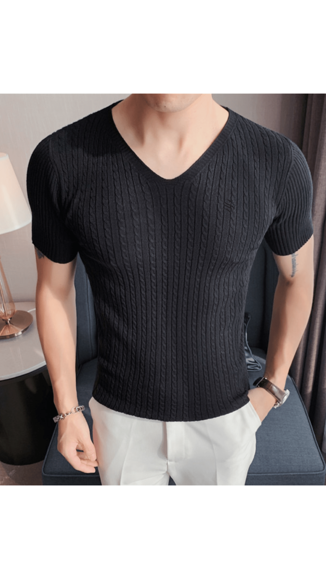 HV 3 - V - Neck T-Shirt for Men - Sarman Fashion - Wholesale Clothing Fashion Brand for Men from Canada