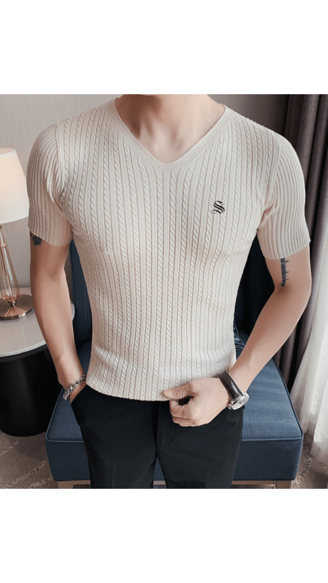 HV 3 - V - Neck T-Shirt for Men - Sarman Fashion - Wholesale Clothing Fashion Brand for Men from Canada