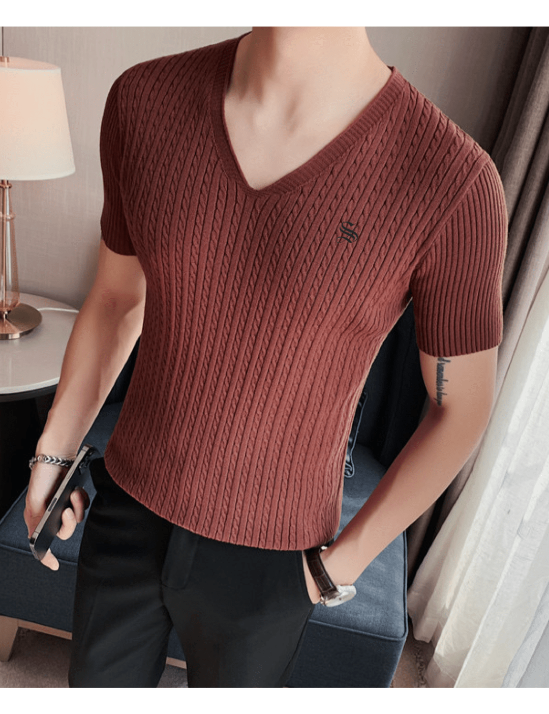 HV 3 - V - Neck T-Shirt for Men - Sarman Fashion - Wholesale Clothing Fashion Brand for Men from Canada