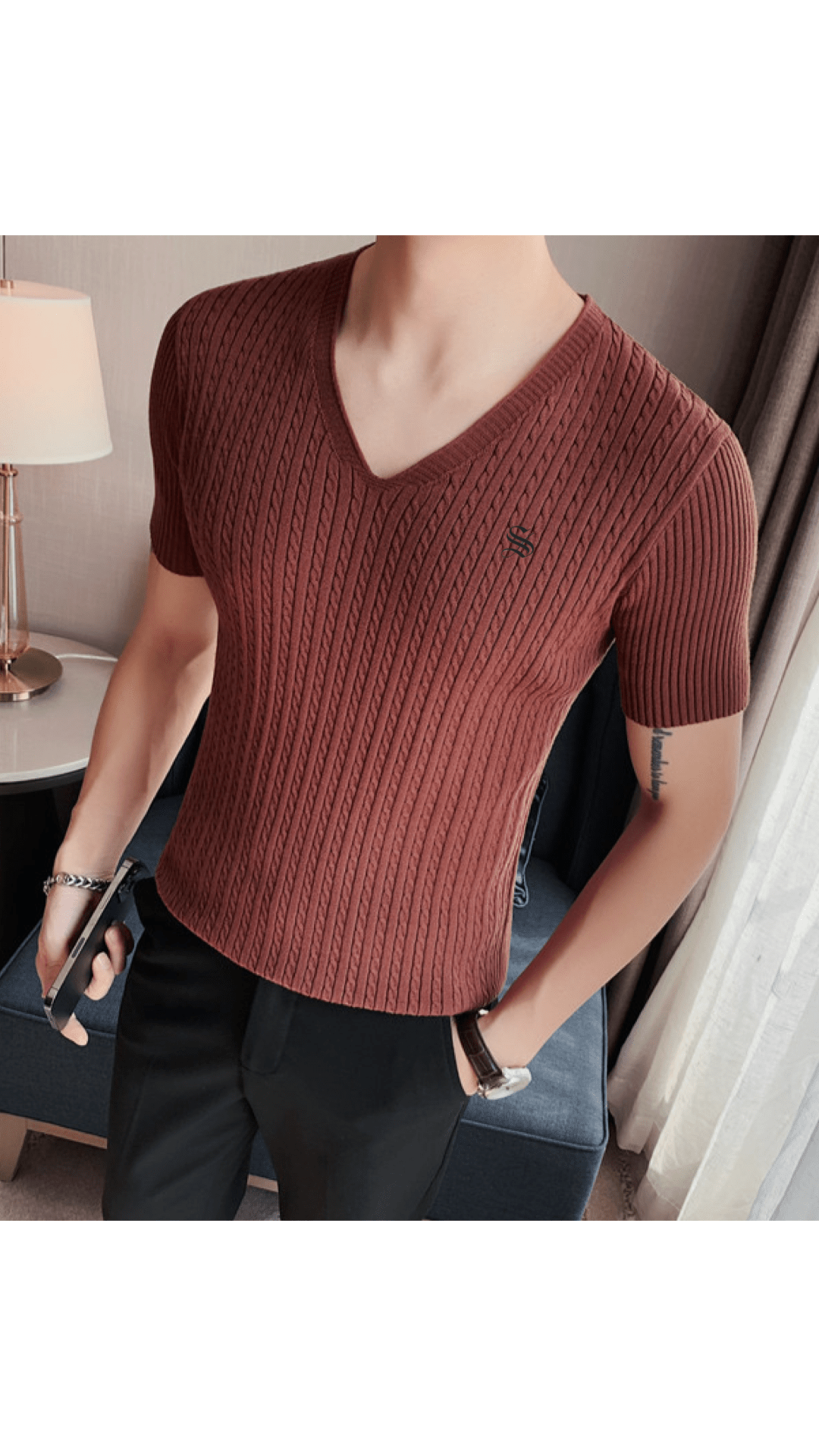 HV 3 - V - Neck T-Shirt for Men - Sarman Fashion - Wholesale Clothing Fashion Brand for Men from Canada