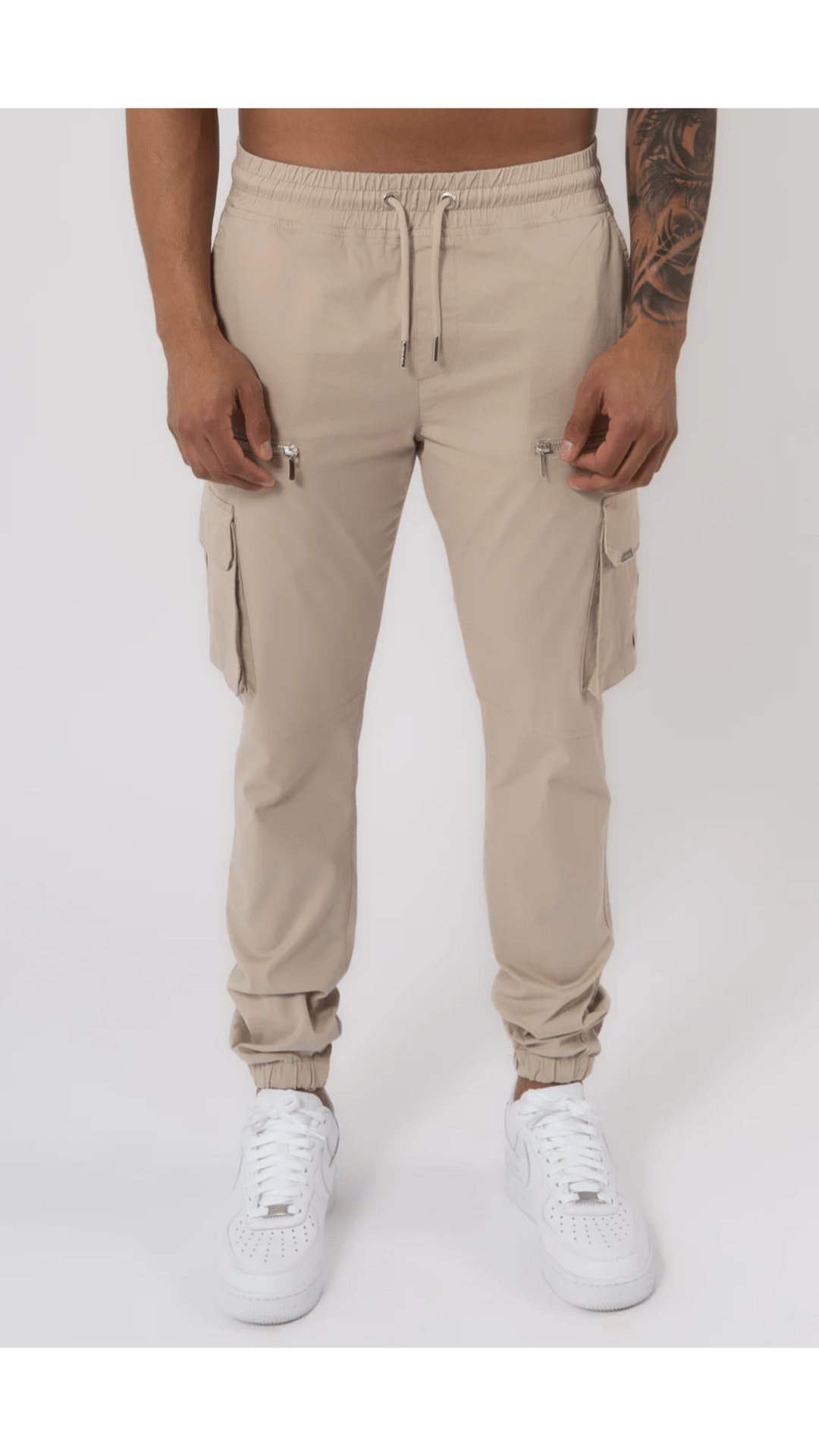K19 - V2 ZIP DETAILS CARGO PANTS - BEIGE - Sarman Fashion - Wholesale Clothing Fashion Brand for Men from Canada