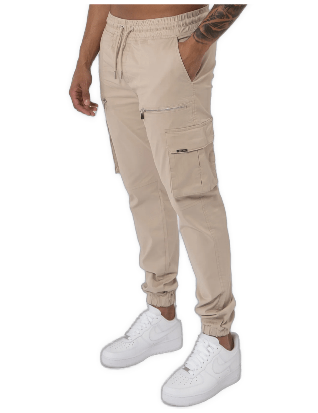 K19 - V2 ZIP DETAILS CARGO PANTS - BEIGE - Sarman Fashion - Wholesale Clothing Fashion Brand for Men from Canada