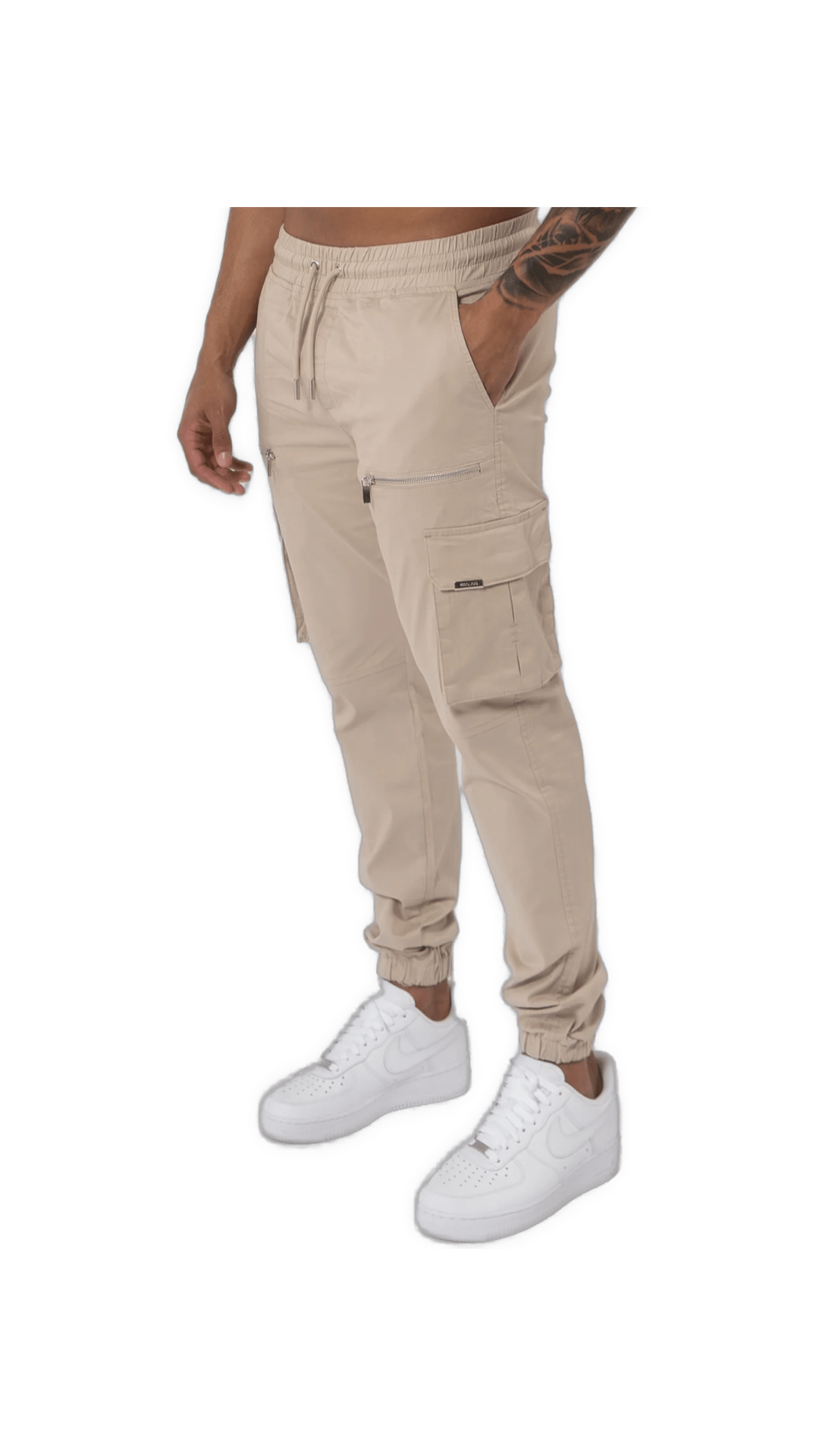 K19 - V2 ZIP DETAILS CARGO PANTS - BEIGE - Sarman Fashion - Wholesale Clothing Fashion Brand for Men from Canada