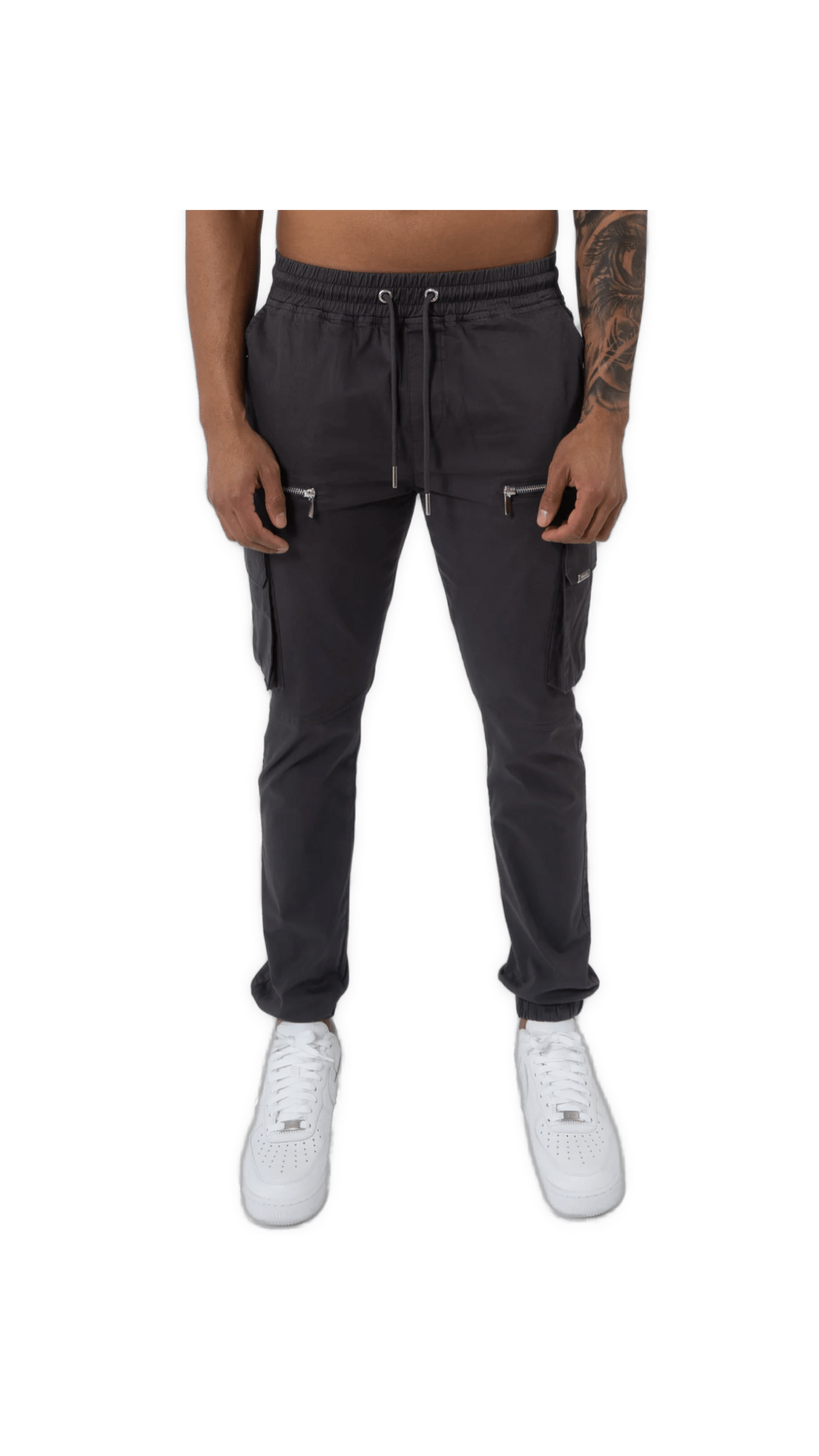 K20 - V2 ZIP DETAILS CARGO PANTS - DARK GREY - Sarman Fashion - Wholesale Clothing Fashion Brand for Men from Canada