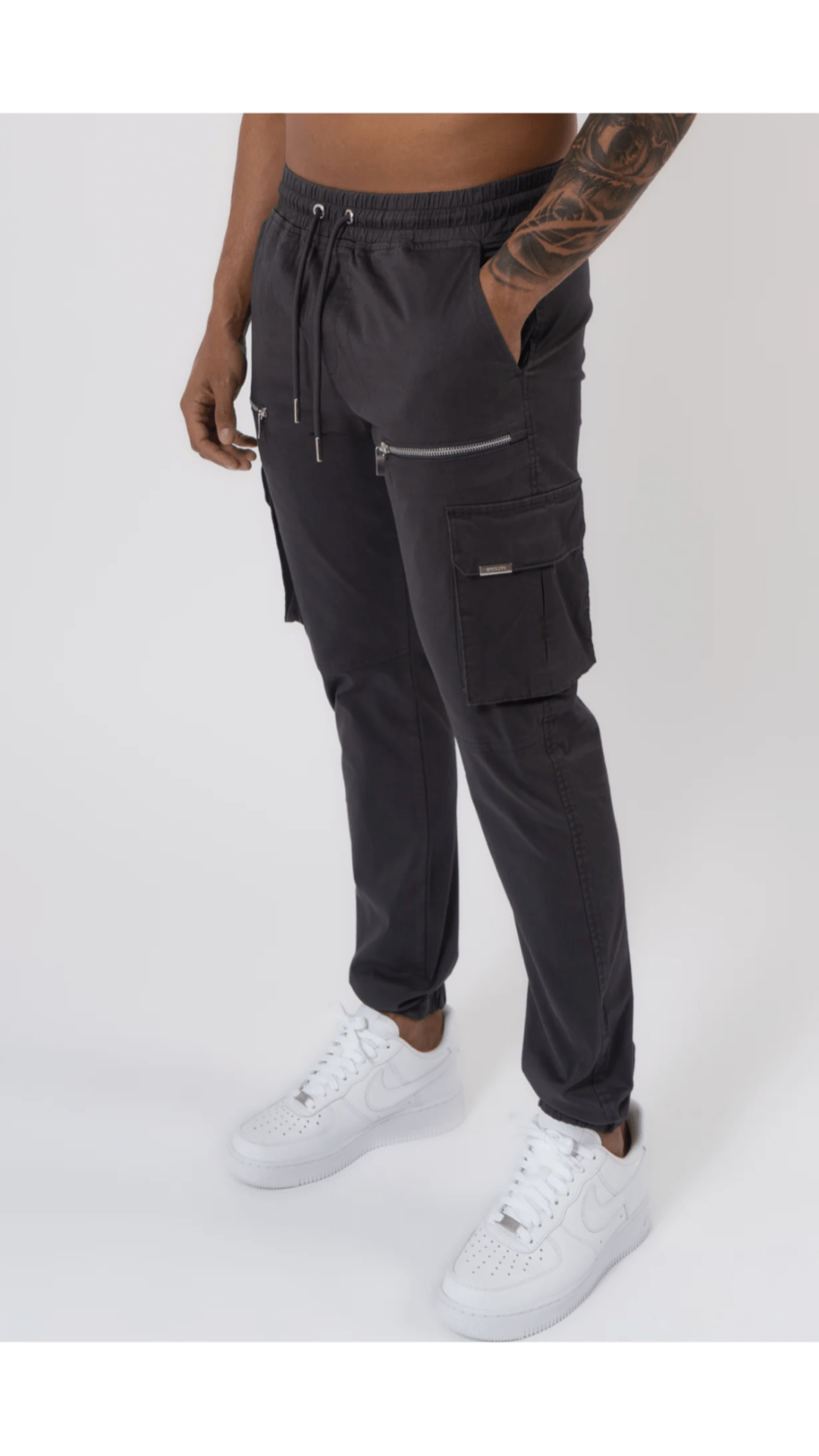 K20 - V2 ZIP DETAILS CARGO PANTS - DARK GREY - Sarman Fashion - Wholesale Clothing Fashion Brand for Men from Canada