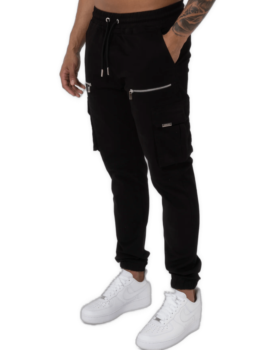 K21 - V2 ZIP DETAILS CARGO PANTS - BLACK - Sarman Fashion - Wholesale Clothing Fashion Brand for Men from Canada