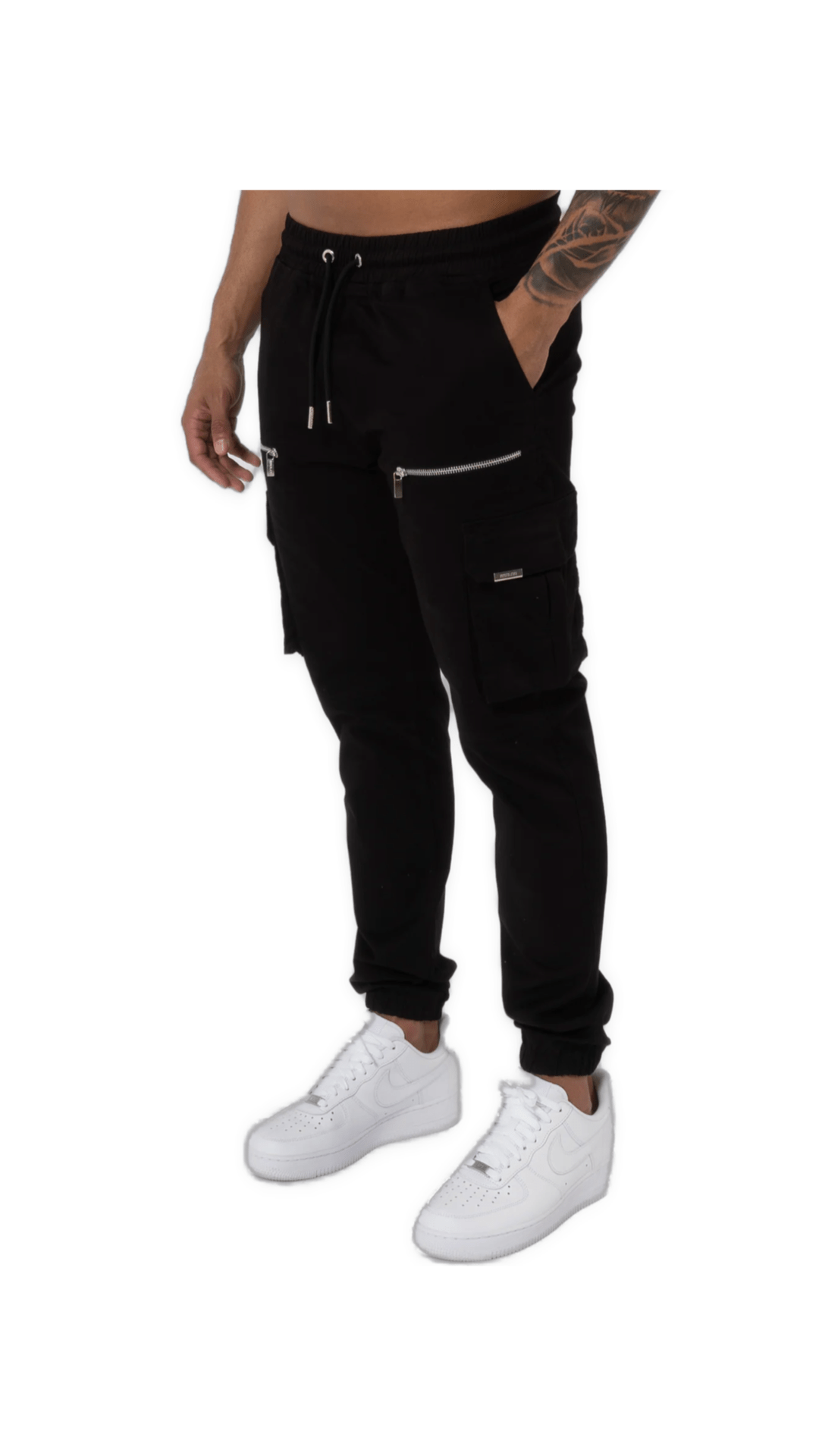 K21 - V2 ZIP DETAILS CARGO PANTS - BLACK - Sarman Fashion - Wholesale Clothing Fashion Brand for Men from Canada