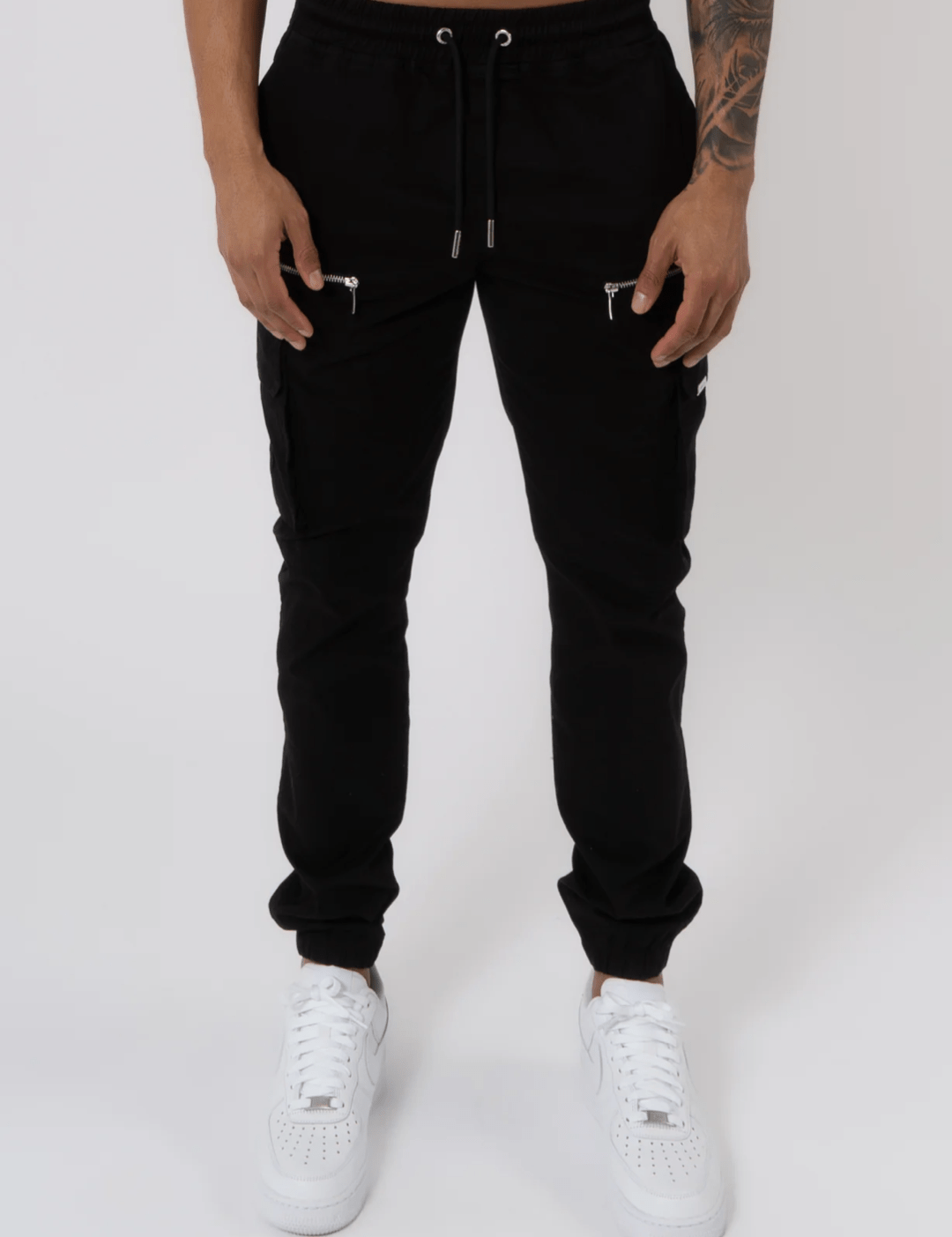 K21 - V2 ZIP DETAILS CARGO PANTS - BLACK - Sarman Fashion - Wholesale Clothing Fashion Brand for Men from Canada