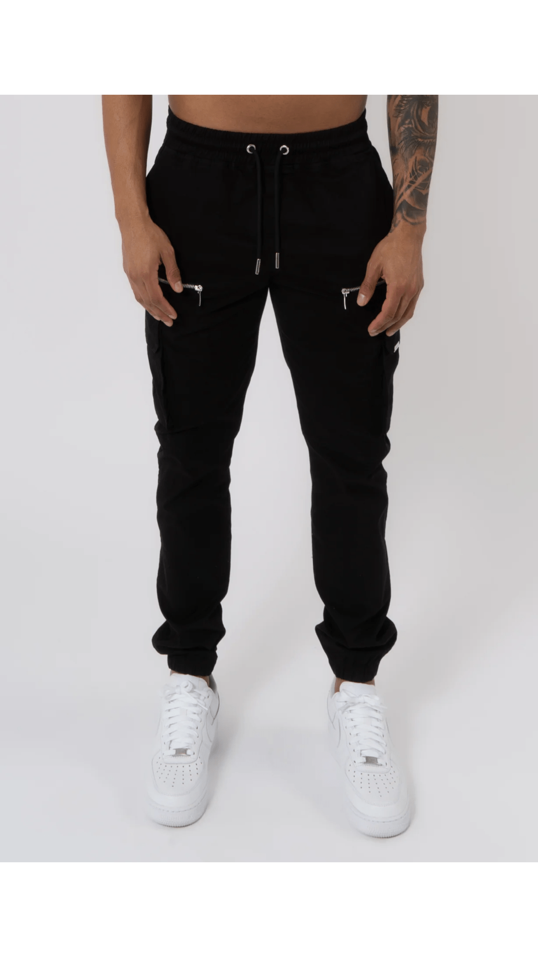 K21 - V2 ZIP DETAILS CARGO PANTS - BLACK - Sarman Fashion - Wholesale Clothing Fashion Brand for Men from Canada
