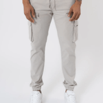 K22 - V2 ZIP DETAILS CARGO PANTS - LIGHT GREY - Sarman Fashion - Wholesale Clothing Fashion Brand for Men from Canada
