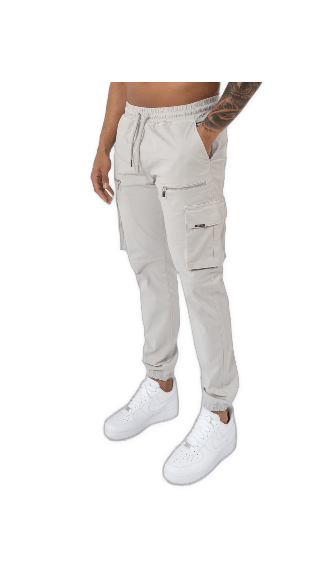 K22 - V2 ZIP DETAILS CARGO PANTS - LIGHT GREY - Sarman Fashion - Wholesale Clothing Fashion Brand for Men from Canada