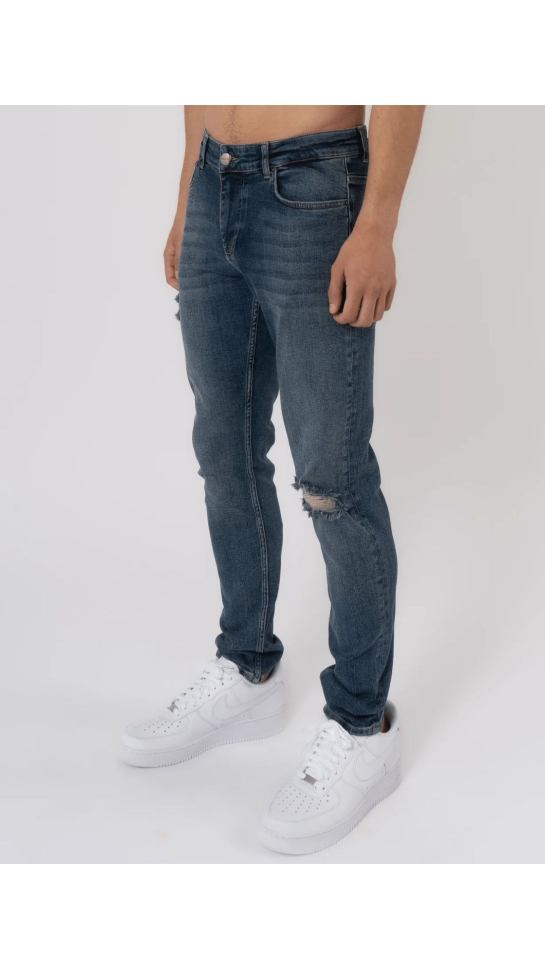 K23 - SLIM FIT JEANS WASHED RIPPED MID BLUE - Sarman Fashion - Wholesale Clothing Fashion Brand for Men from Canada