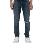 K23 - SLIM FIT JEANS WASHED RIPPED MID BLUE - Sarman Fashion - Wholesale Clothing Fashion Brand for Men from Canada