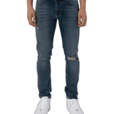 K23 - SLIM FIT JEANS WASHED RIPPED MID BLUE - Sarman Fashion - Wholesale Clothing Fashion Brand for Men from Canada