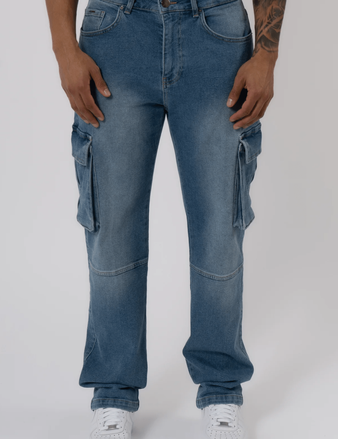 K8 - CARGO JEANS WASHED - LIGHT BLUE - Sarman Fashion - Wholesale Clothing Fashion Brand for Men from Canada
