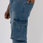 K8 - CARGO JEANS WASHED - LIGHT BLUE - Sarman Fashion - Wholesale Clothing Fashion Brand for Men from Canada