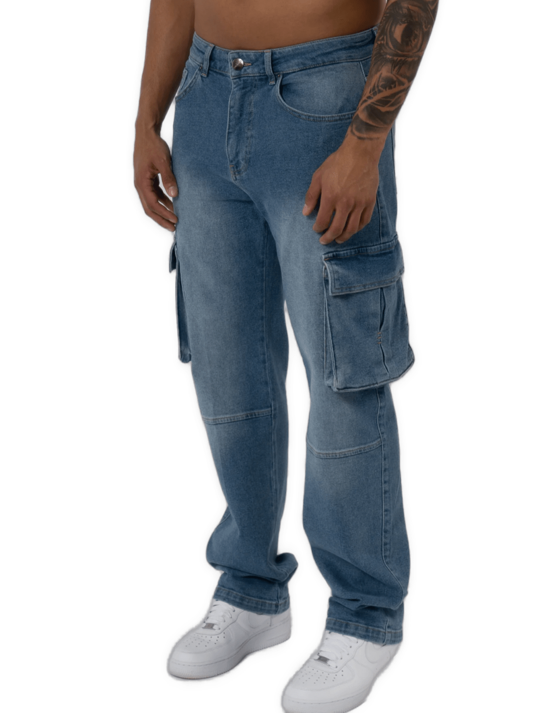 K8 - CARGO JEANS WASHED - LIGHT BLUE - Sarman Fashion - Wholesale Clothing Fashion Brand for Men from Canada