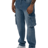 K8 - CARGO JEANS WASHED - LIGHT BLUE - Sarman Fashion - Wholesale Clothing Fashion Brand for Men from Canada