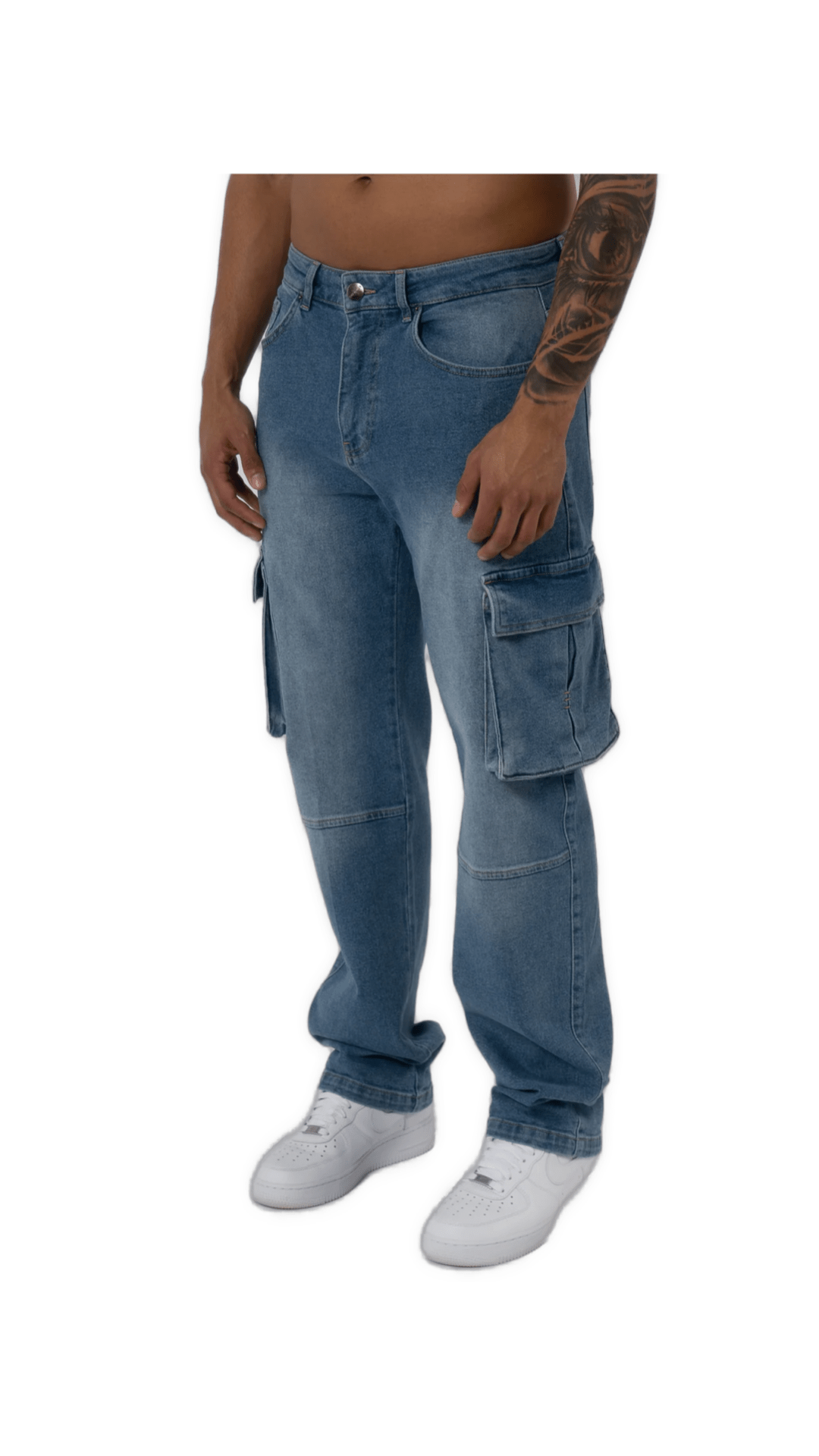 K8 - CARGO JEANS WASHED - LIGHT BLUE - Sarman Fashion - Wholesale Clothing Fashion Brand for Men from Canada