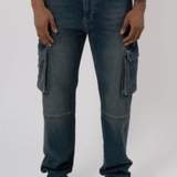 K9 - CARGO JEANS WASHED - STONE BLUE - Sarman Fashion - Wholesale Clothing Fashion Brand for Men from Canada