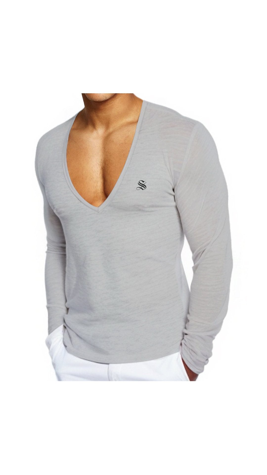 Kabala 3 - V - Neck Long Sleeve Shirt for Men - Sarman Fashion - Wholesale Clothing Fashion Brand for Men from Canada