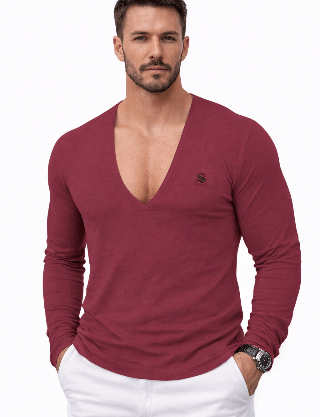 Kabala 3 - V - Neck Long Sleeve Shirt for Men - Sarman Fashion - Wholesale Clothing Fashion Brand for Men from Canada