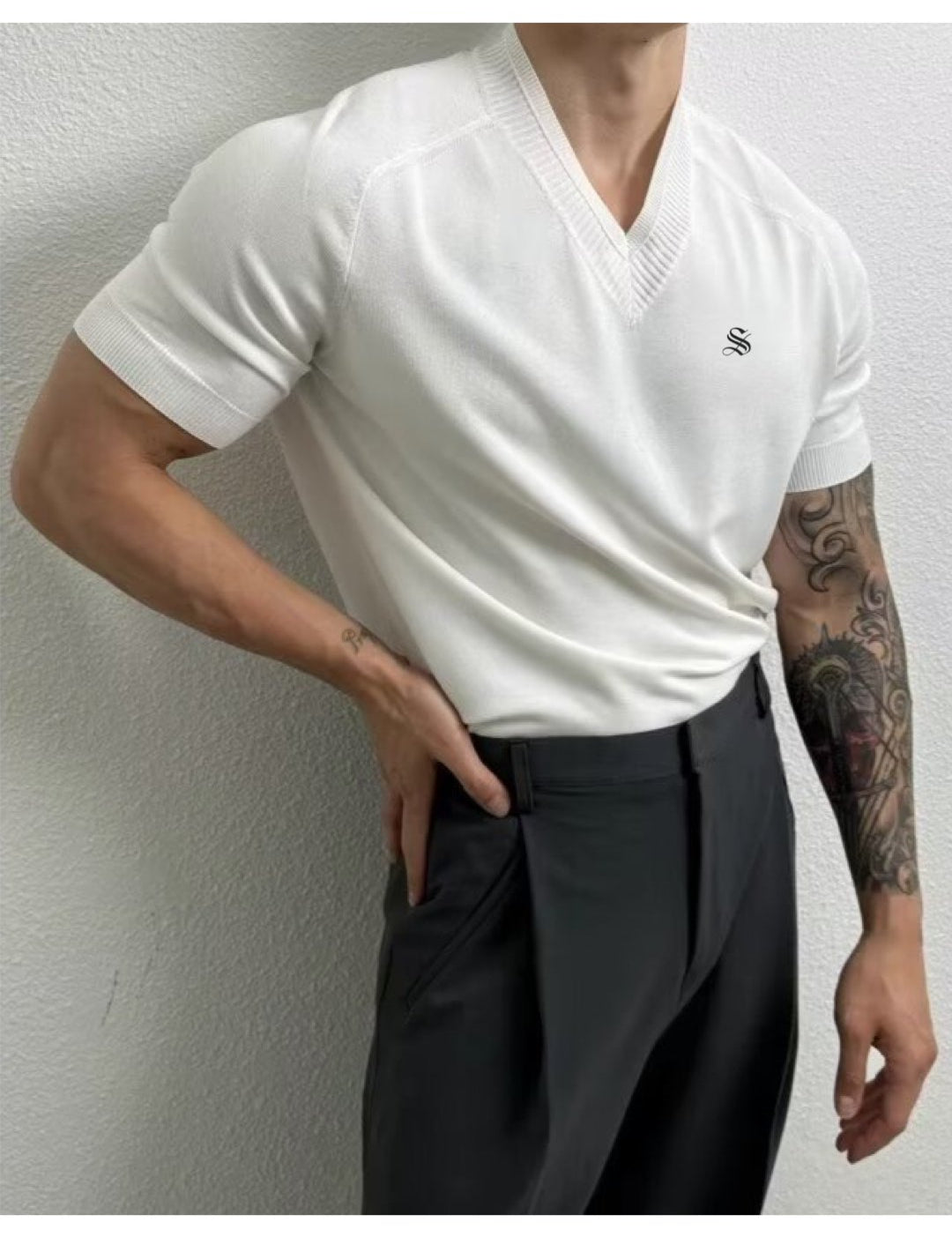 Kalale - V - Neck T - Shirt for Men - Sarman Fashion - Wholesale Clothing Fashion Brand for Men from Canada