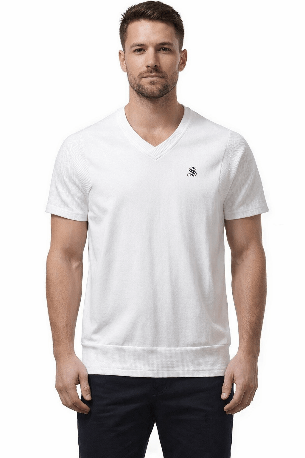 Kamila - V - Neck T-Shirt for Men - Sarman Fashion - Wholesale Clothing Fashion Brand for Men from Canada