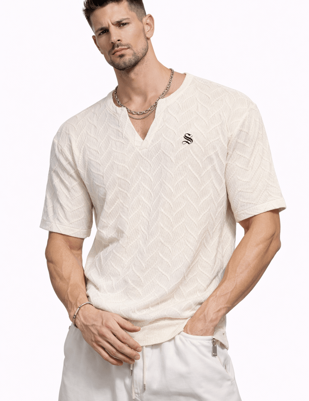 Kaob - V - Neck T-Shirt for Men - Sarman Fashion - Wholesale Clothing Fashion Brand for Men from Canada