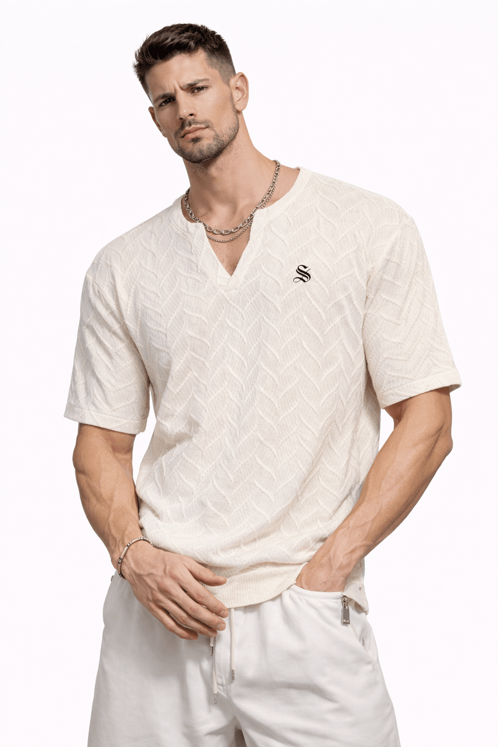 Kaob - V - Neck T-Shirt for Men - Sarman Fashion - Wholesale Clothing Fashion Brand for Men from Canada