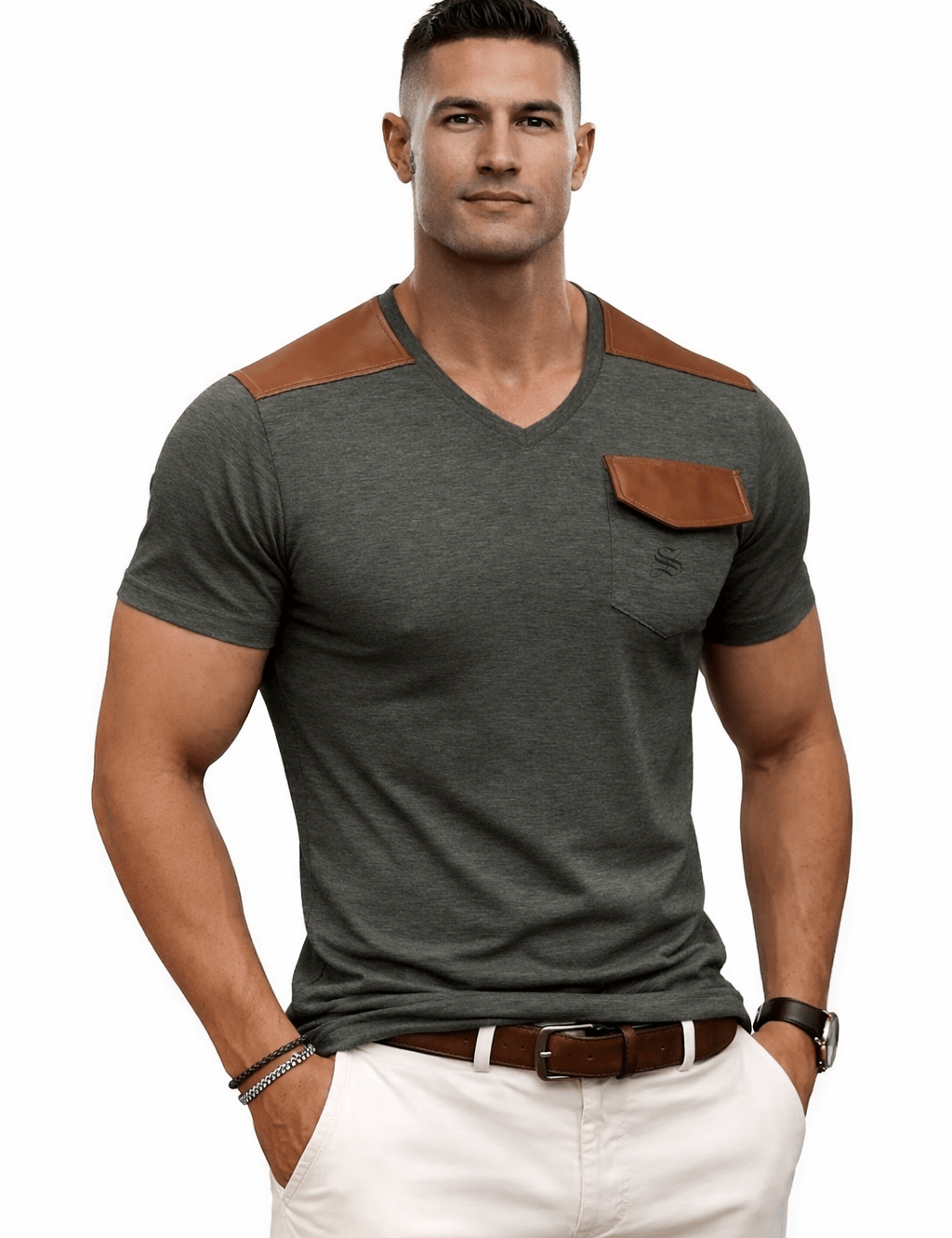 Kashmizoir 16 - V - neck T-Shirt for Men - Sarman Fashion - Wholesale Clothing Fashion Brand for Men from Canada