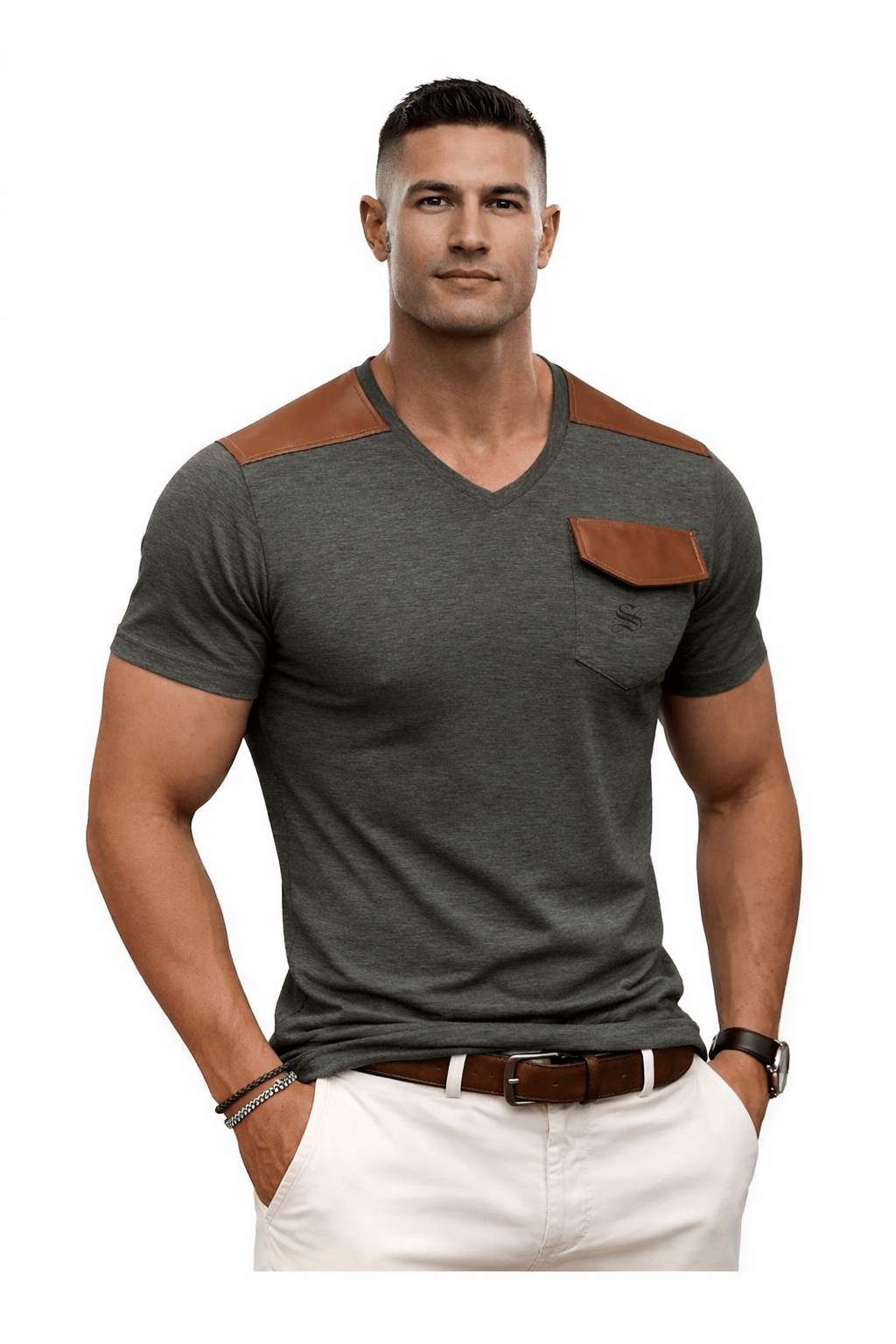 Kashmizoir 16 - V - neck T-Shirt for Men - Sarman Fashion - Wholesale Clothing Fashion Brand for Men from Canada