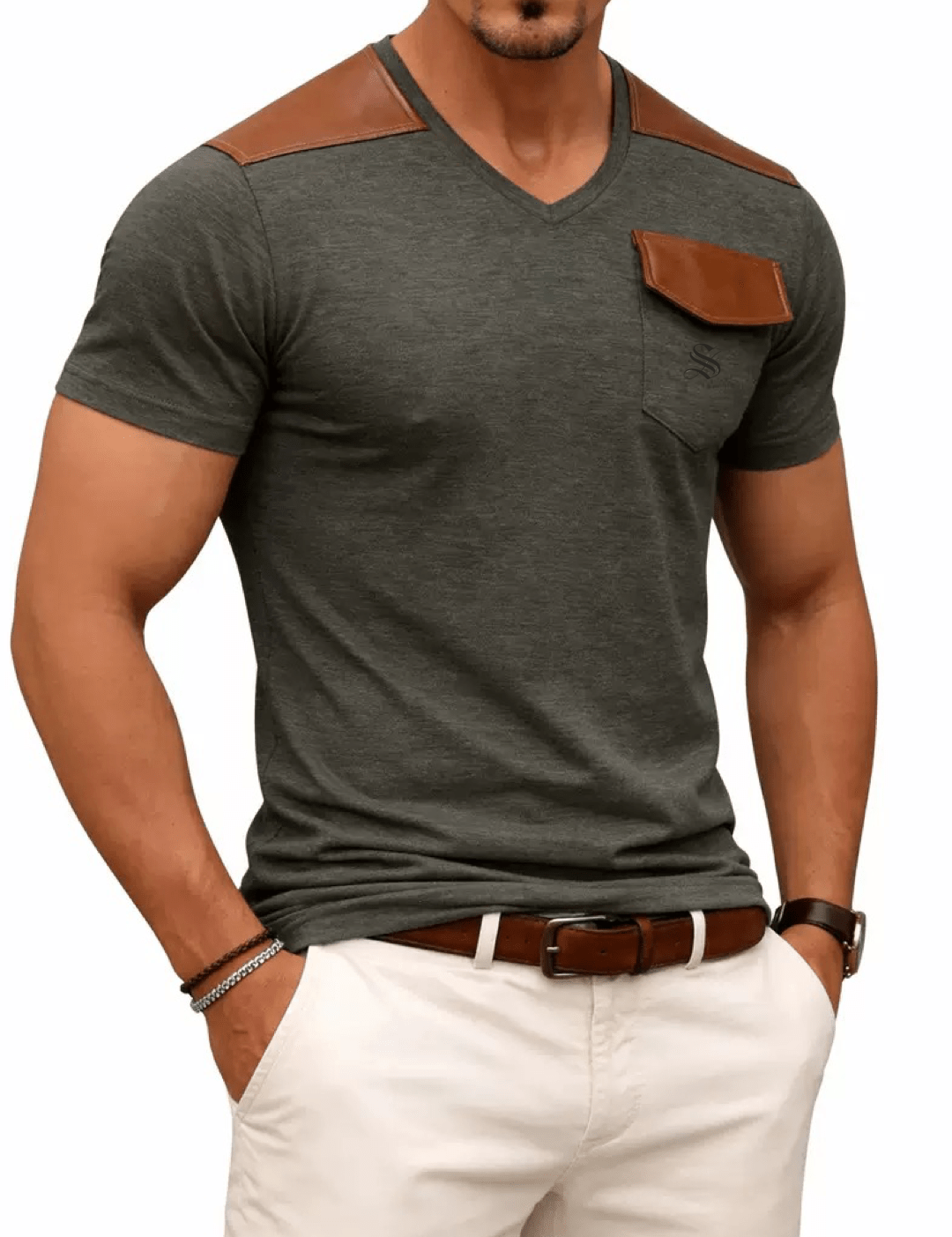 Kashmizoir 16 - V - neck T-Shirt for Men - Sarman Fashion - Wholesale Clothing Fashion Brand for Men from Canada