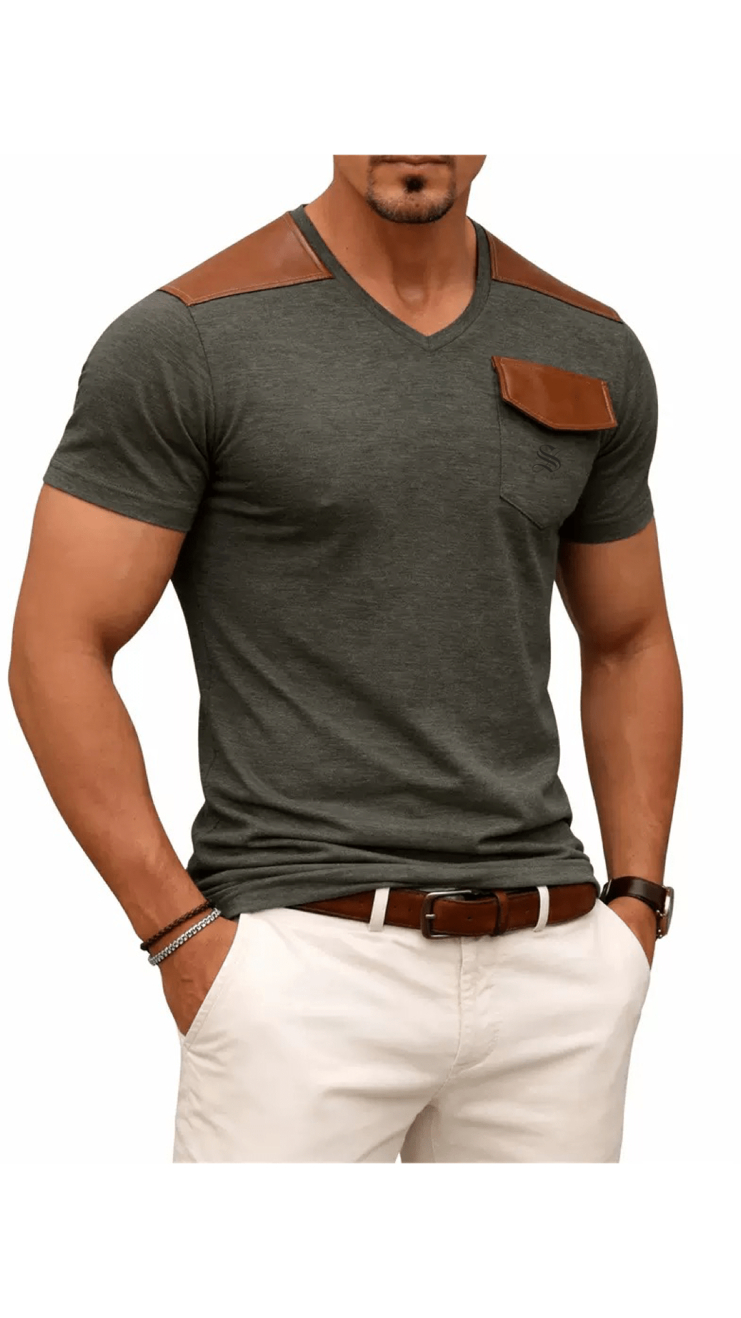 Kashmizoir 16 - V - neck T-Shirt for Men - Sarman Fashion - Wholesale Clothing Fashion Brand for Men from Canada