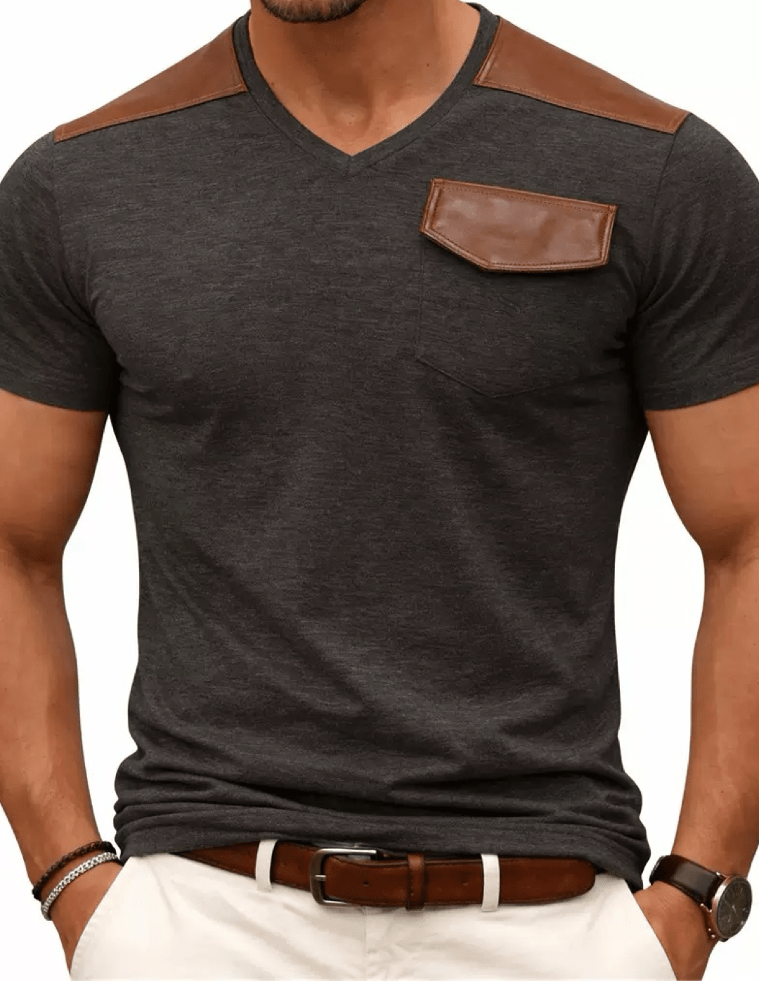 Kashmizoir 16 - V - neck T-Shirt for Men - Sarman Fashion - Wholesale Clothing Fashion Brand for Men from Canada