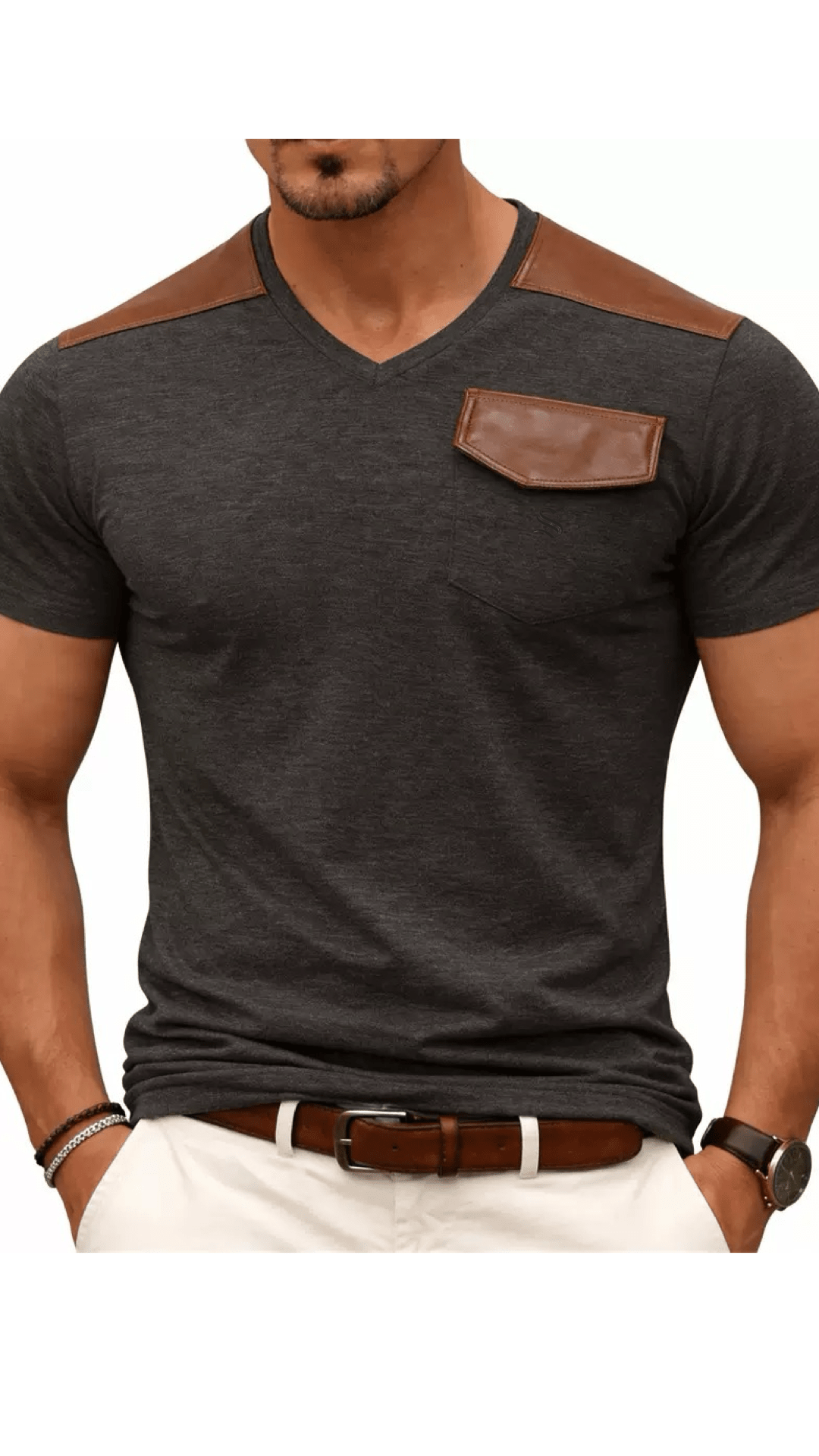 Kashmizoir 16 - V - neck T-Shirt for Men - Sarman Fashion - Wholesale Clothing Fashion Brand for Men from Canada