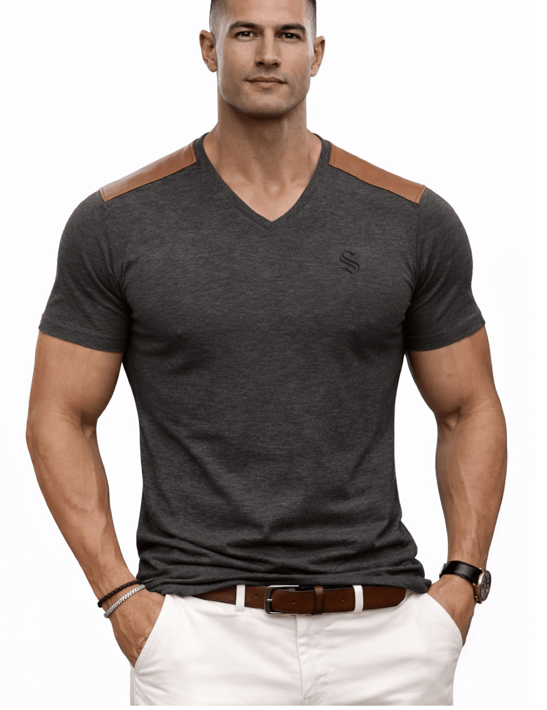 Kashmizoir 17 - V - neck T-Shirt for Men - Sarman Fashion - Wholesale Clothing Fashion Brand for Men from Canada